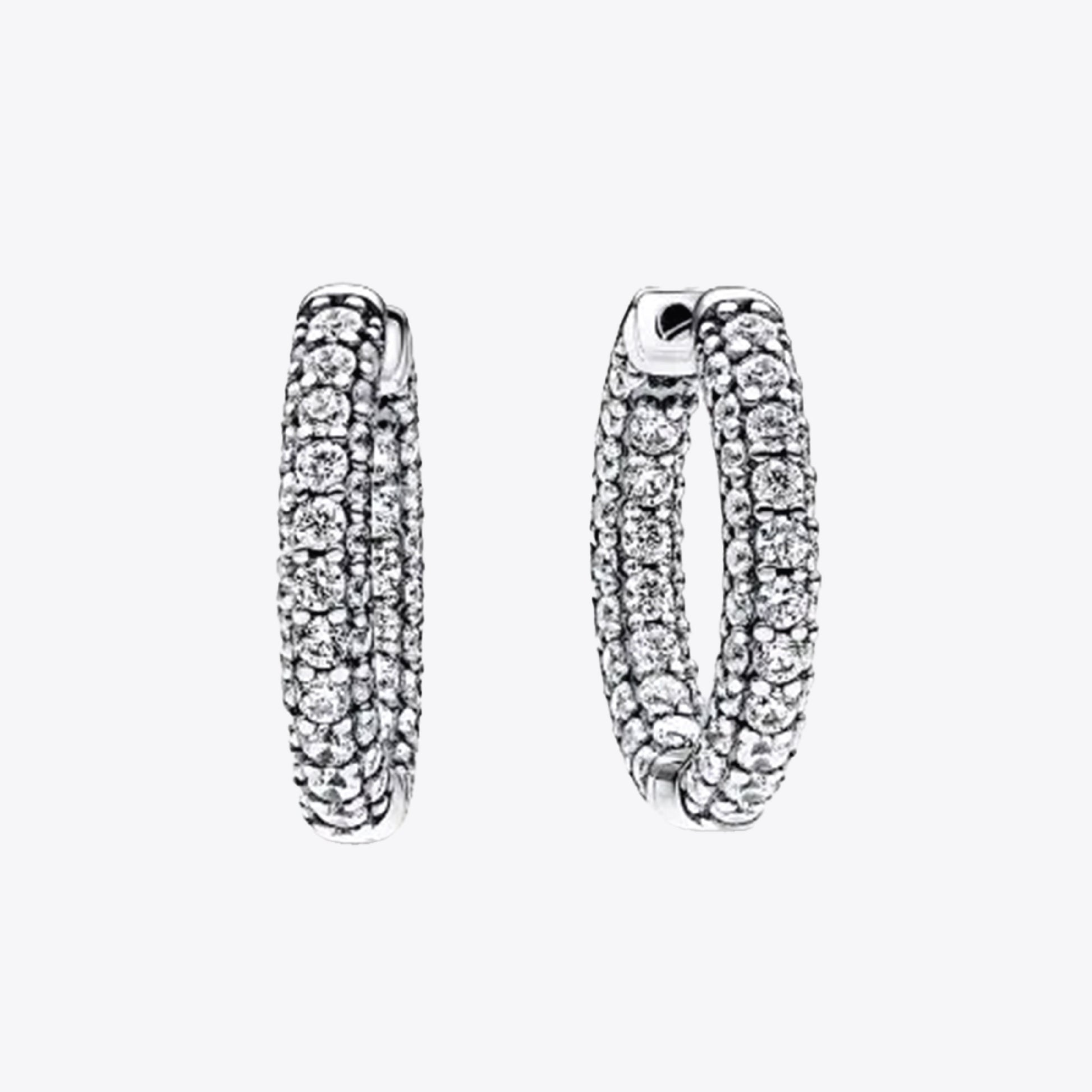 PAVE SILVER HOOPS