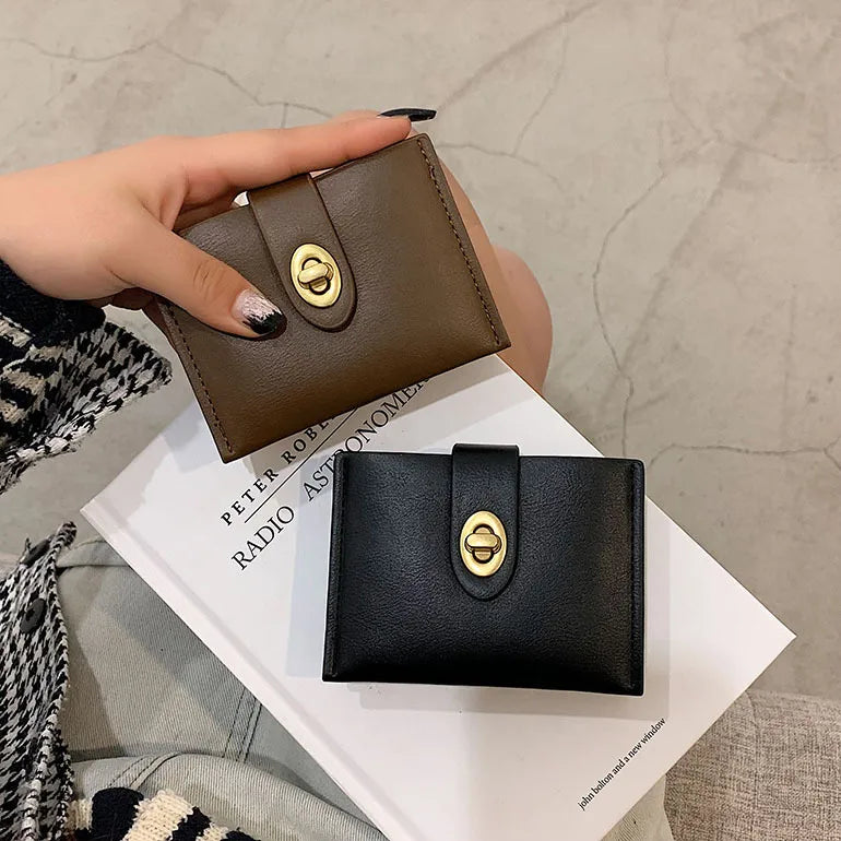 Pu Leather Lock Clasp Wallets